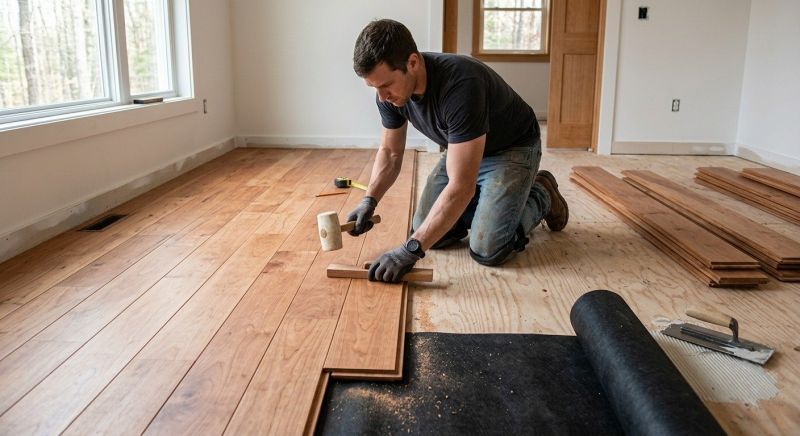 Cherry Floor Installation in Chestnut Hill, MA