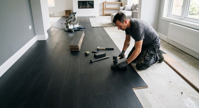 Dark Wood Floor Installation in Boston, MA